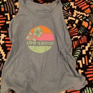 Life is good blue tank top
